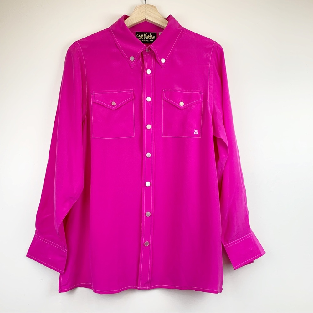 BOB MACKIE Wearable Art 100% Silk Blouse S